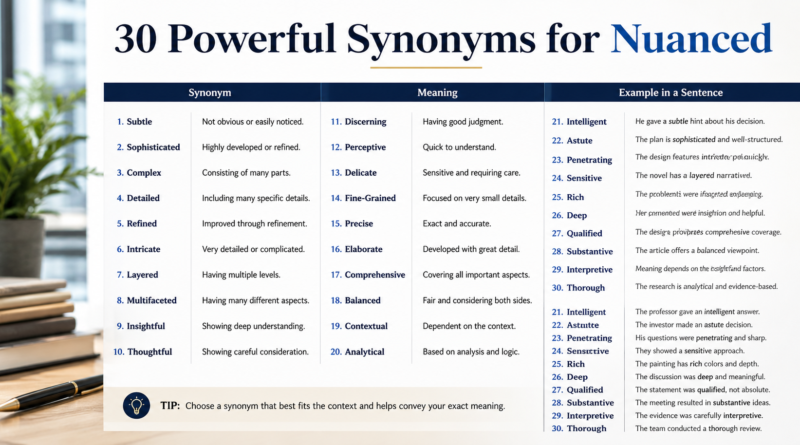 Synonyms for Nuanced