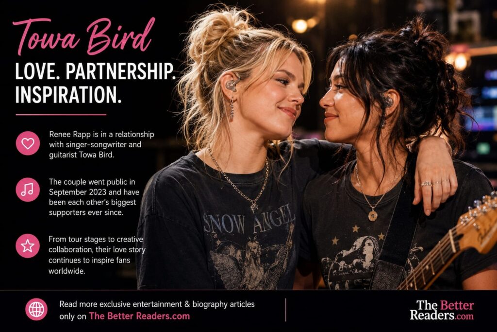Renee Rapp with singer-songwriter Towa Bird, highlighting their relationship and creative partnership in 2026.